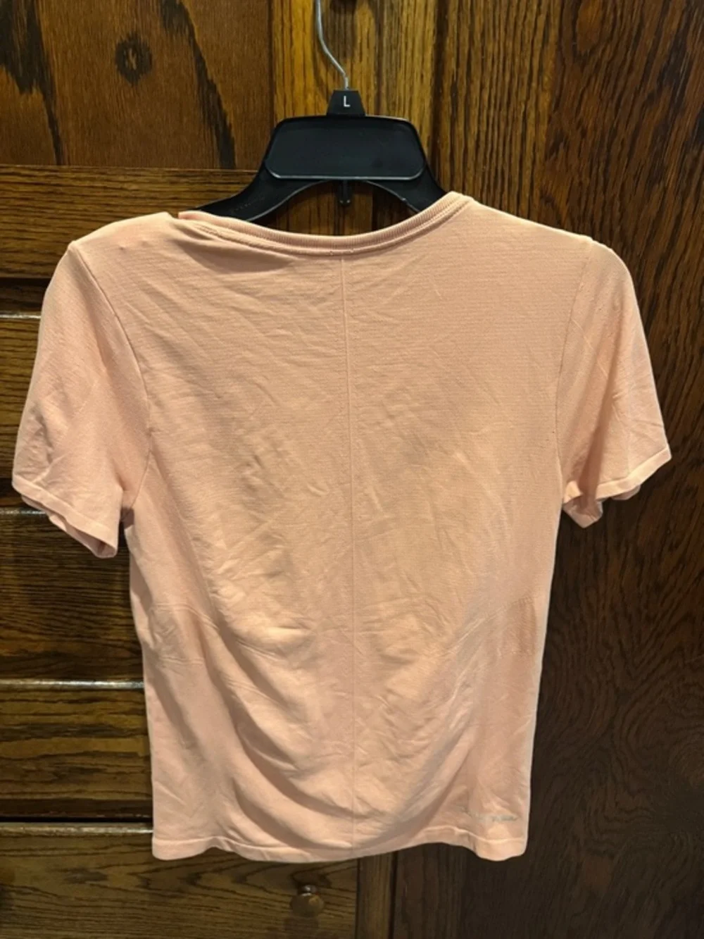 Nike Peach Short Sleeve Women's Performance Tee with Silver Swoosh